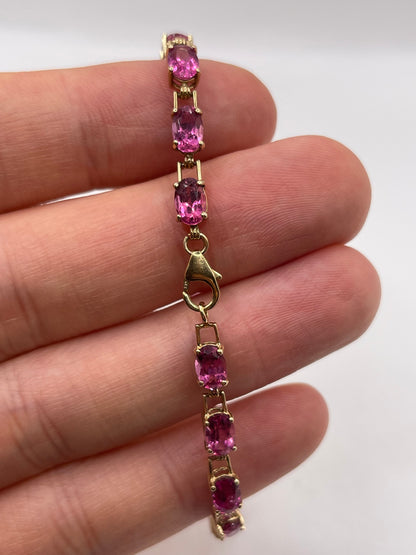 9ct gold pink topaz bracelet