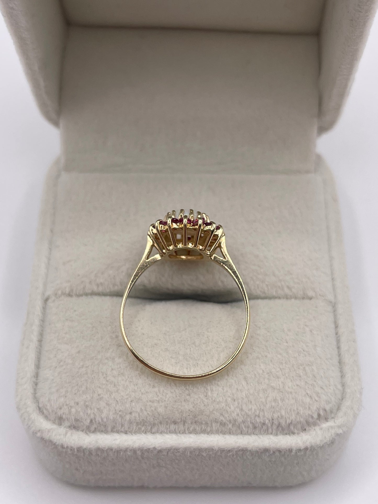 9ct gold opal and ruby ring