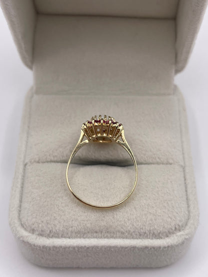 9ct gold opal and ruby ring