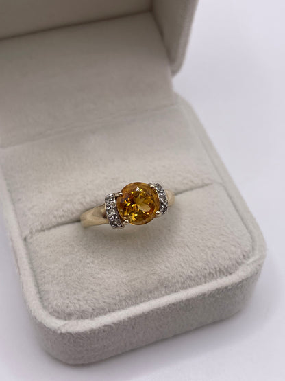 9ct gold citrine and zircon ring