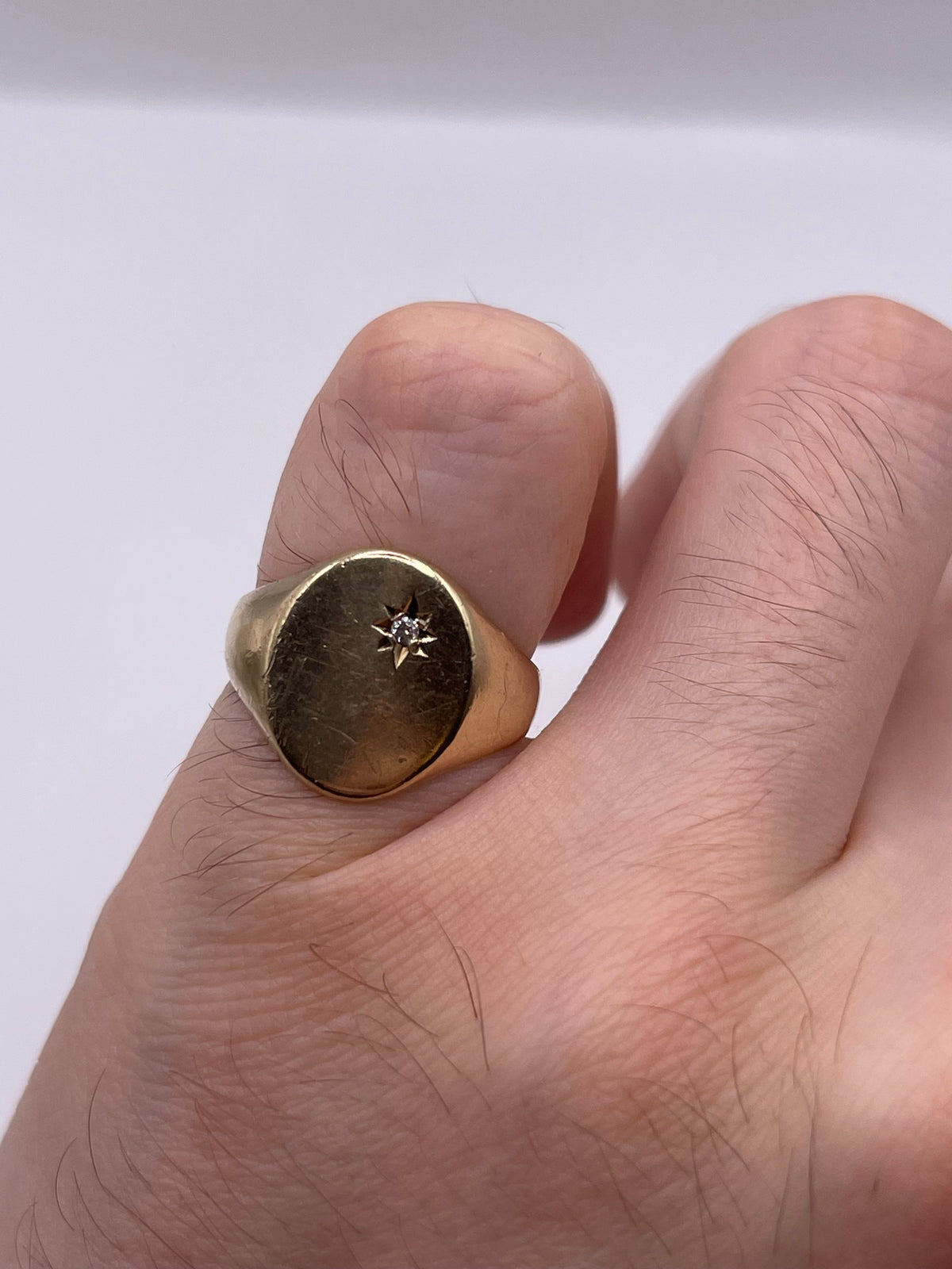 9ct gold diamond signet ring