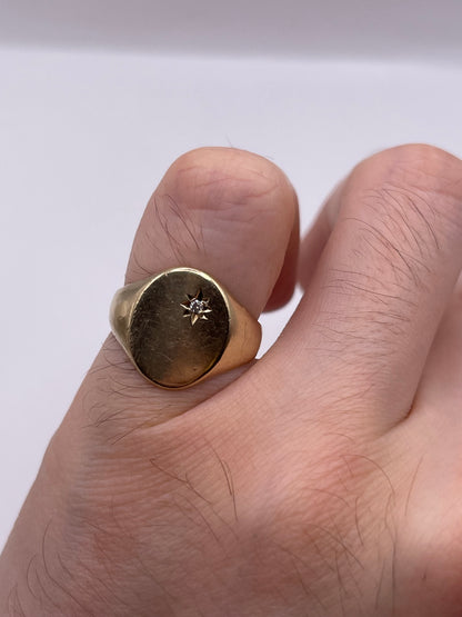 9ct gold diamond signet ring