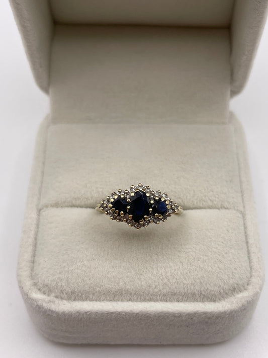 9ct gold sapphire and diamond ring