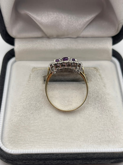 9ct gold amethyst and diamond ring