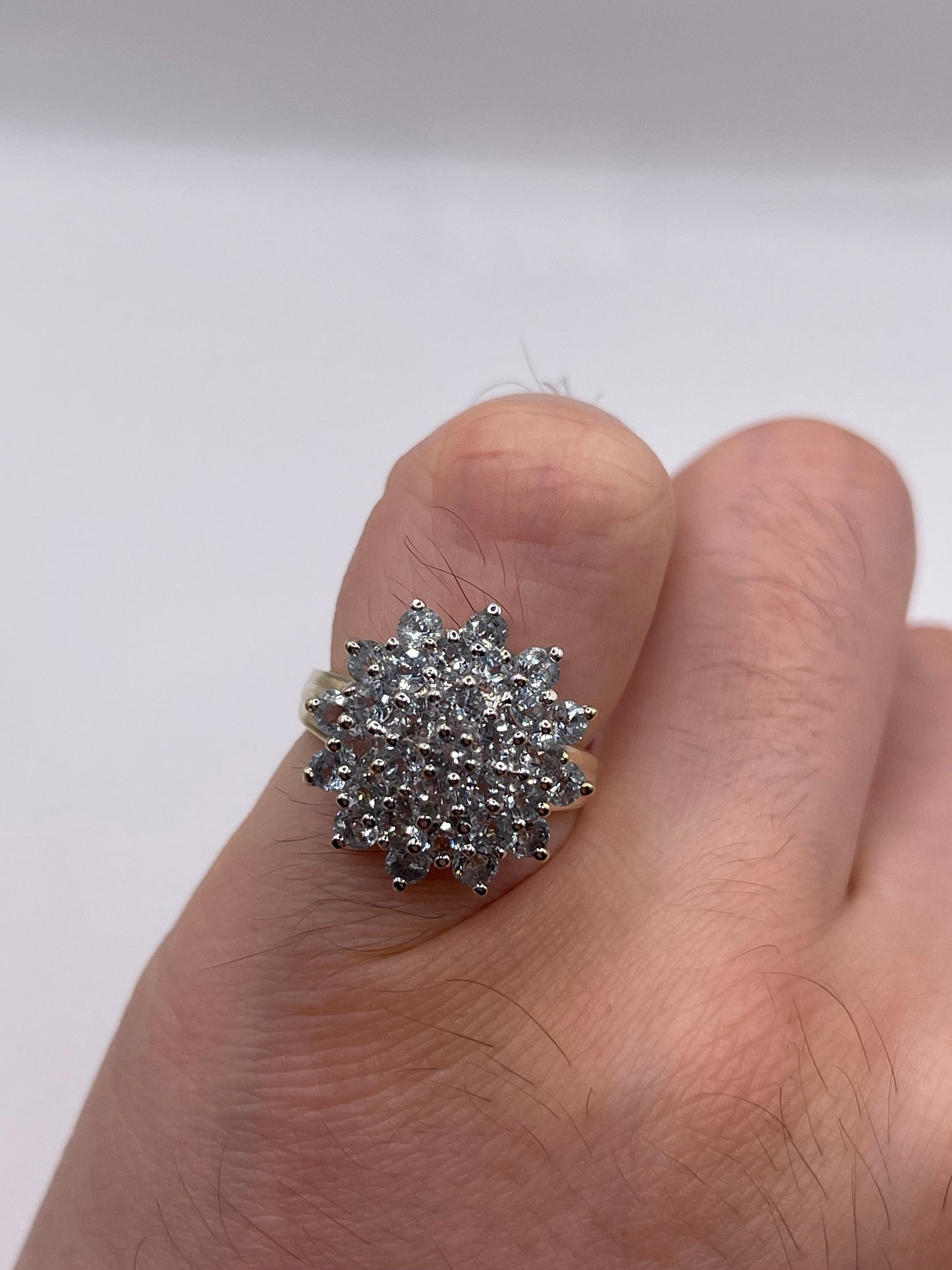 9ct gold aquamarine clusyer ring