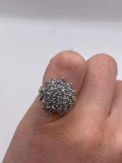 9ct gold aquamarine clusyer ring