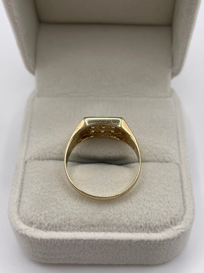 9ct gold cz signet ring