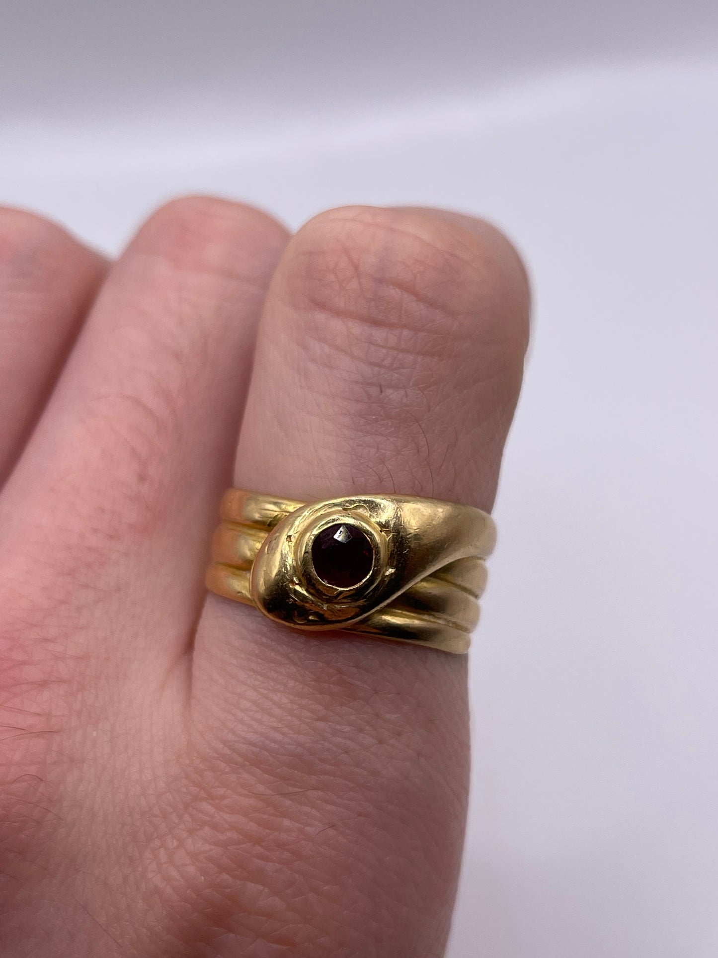 Antique 18ct gold ruby snake ring