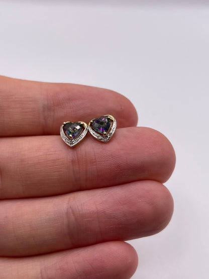 9ct gold mystic topaz and diamond earrings