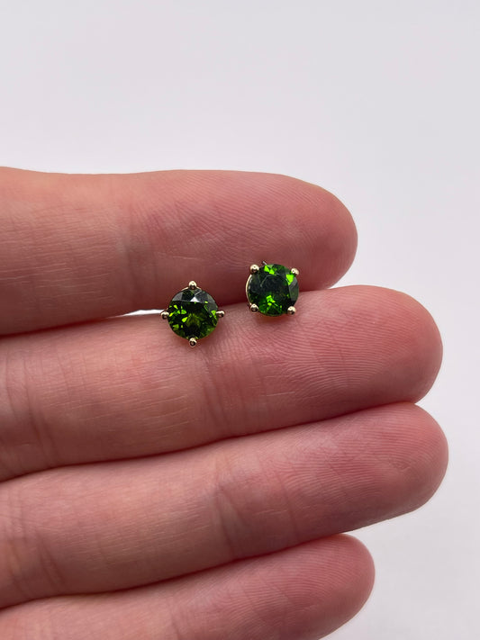 9ct gold diopside earrings