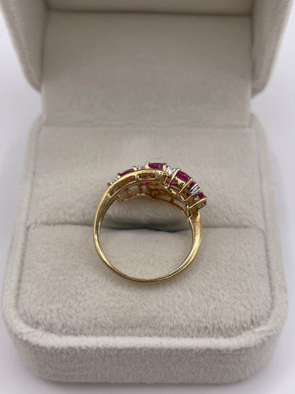 9ct gold ruby and diamond ring