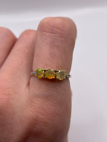 9ct gold opal and zircon ring