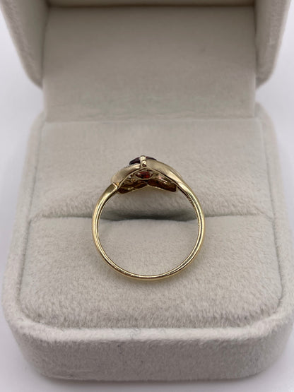 9ct gold garnet and diamond heart ring
