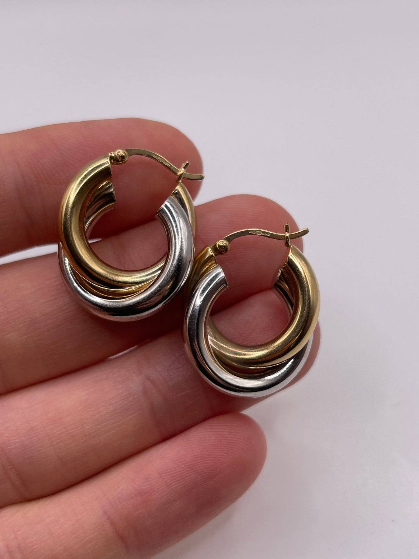 9ct two tone gold Creole earrings