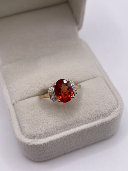 9ct gokd quartz and diamond ring