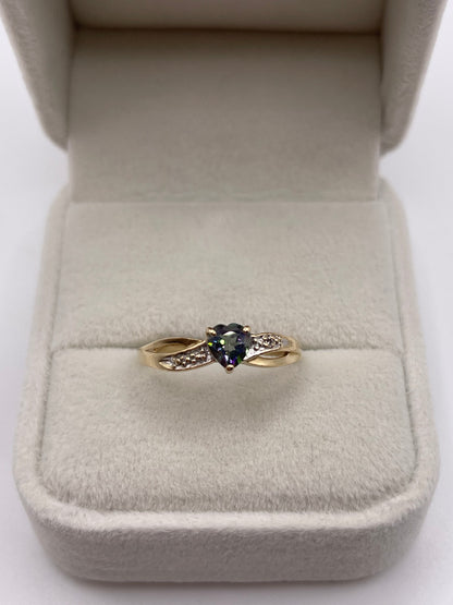 9ct gold mystic topaz and diamond ring