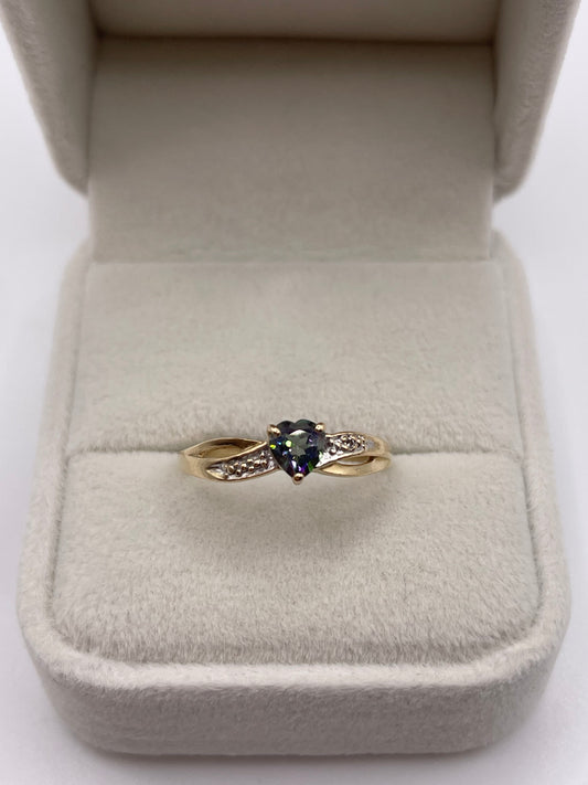 9ct gold mystic topaz and diamond ring