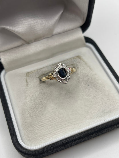 9ct gold sapphire and diamond ring