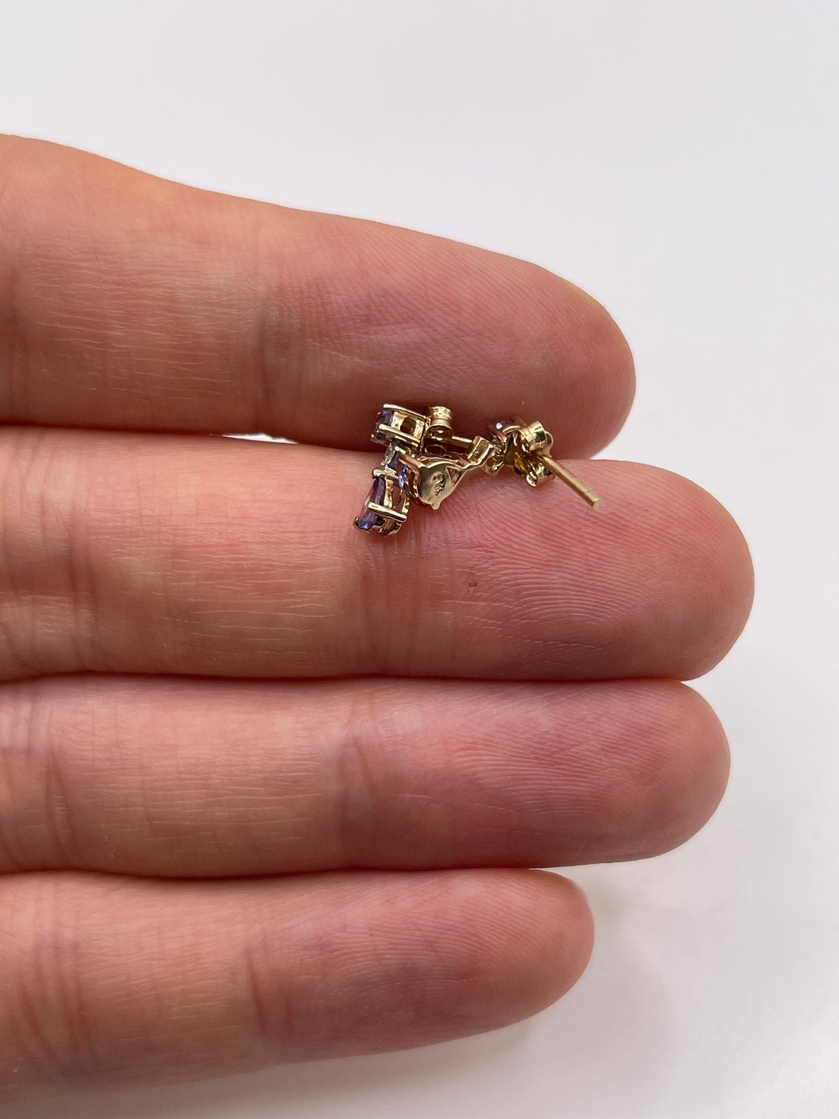 9ct gold tanzanite and diamond earrings