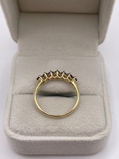 9ct gold garnet and amethyst ring