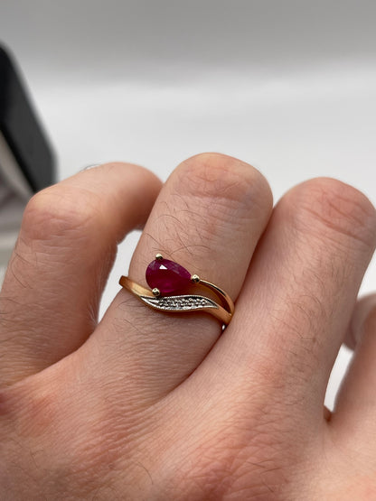 14ct rose gold ruby and diamond ring