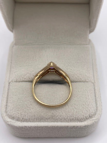 9ct gold amethyst and opal wishbone ring
