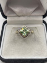 Load image into Gallery viewer, 9ct gold synthetic spinel and diamond ring
