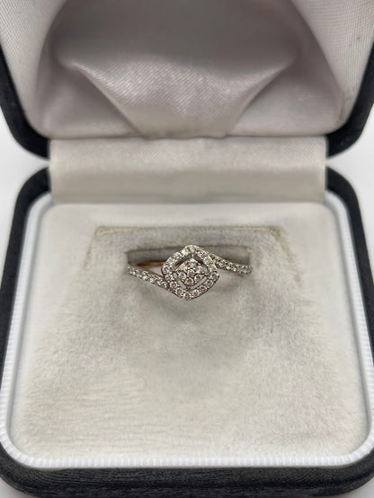 9ct rose gold diamond cluster ring