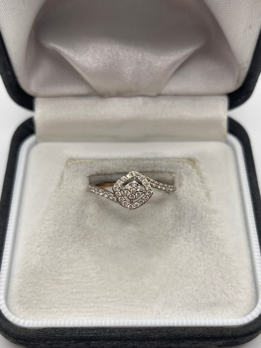 9ct rose gold diamond cluster ring