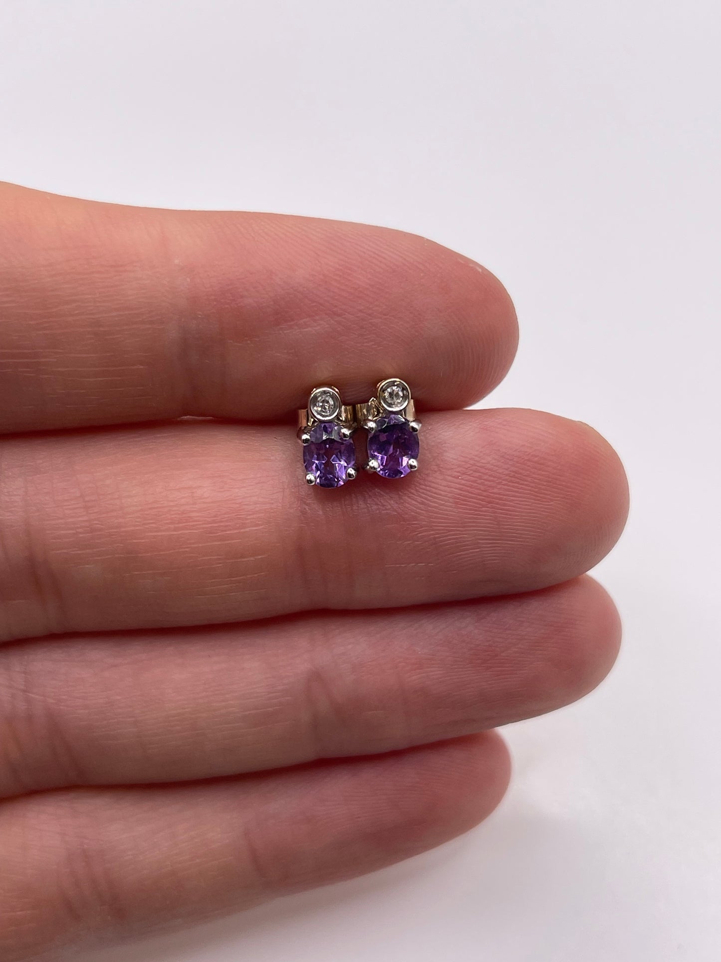 9ct gold amethyst and diamond earrings