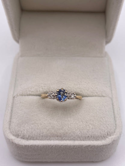 9ct gold sapphire and diamond ring