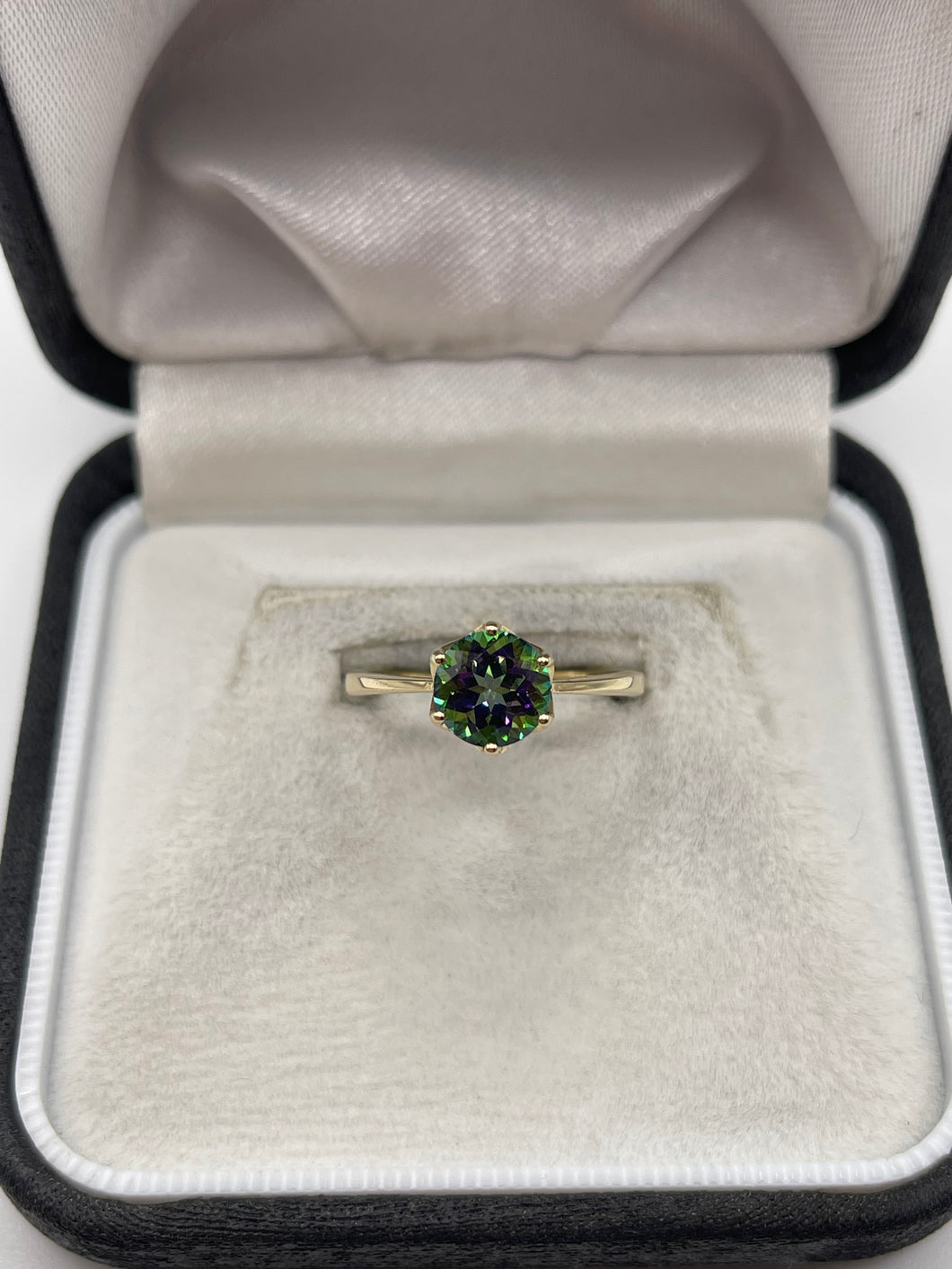 9ct gold mystic topaz ring