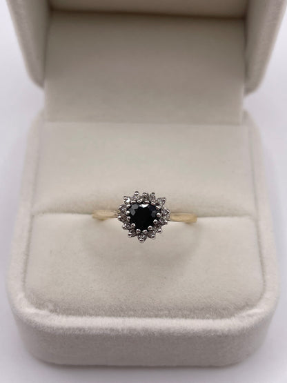 9ct gold sapphire and diamond ring