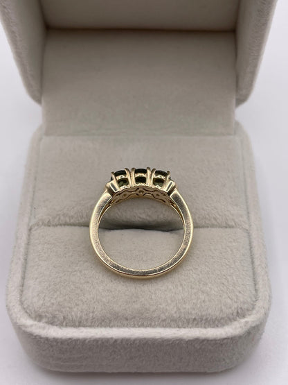 9ct gold green sapphire and zircon ring