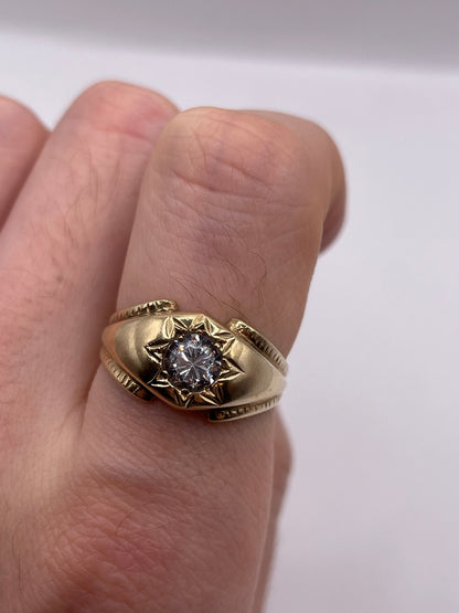 9ct gold cz gypsy ring