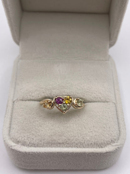 9ct gold multi gemstone cluster ring