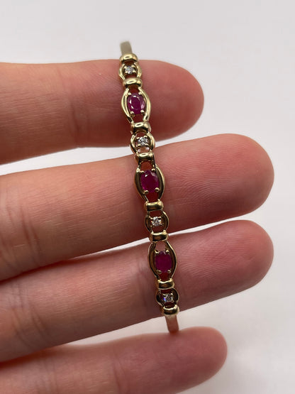 9ct gold ruby and diamond bangle