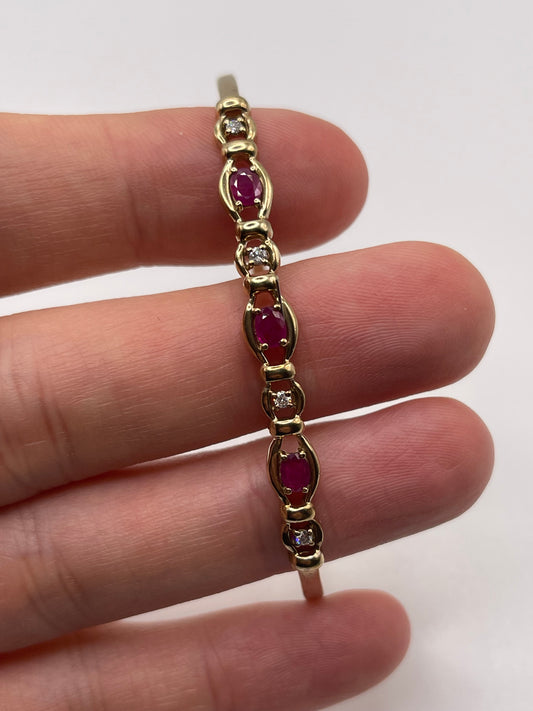 9ct gold ruby and diamond bangle