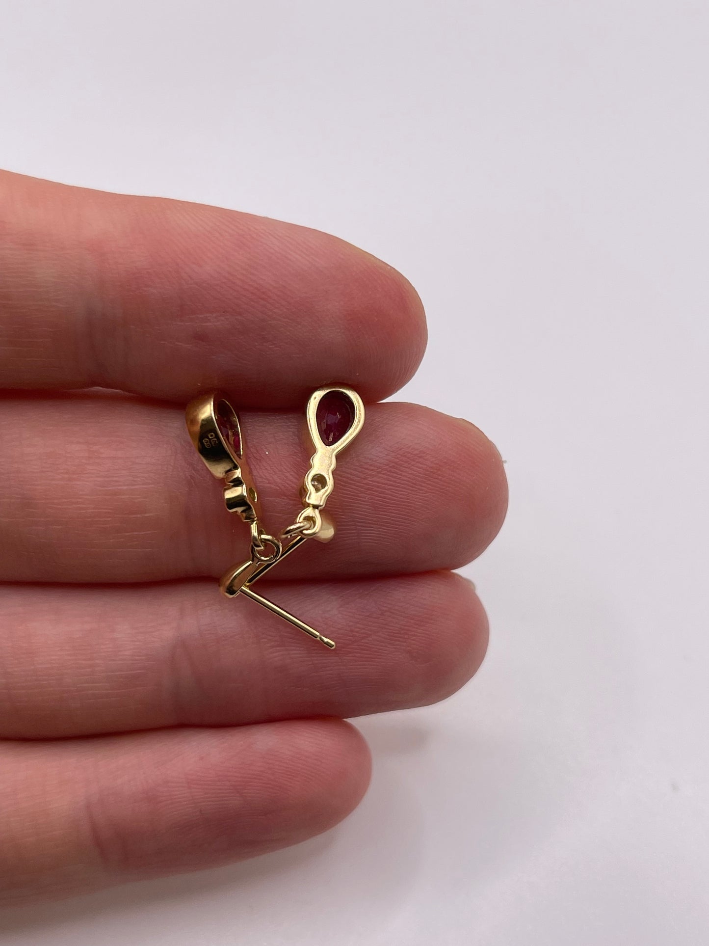 9ct gold ruby and diamond earrings