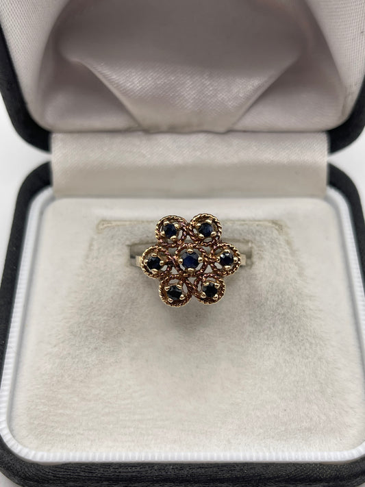 9ct gold sapphire cluster ring