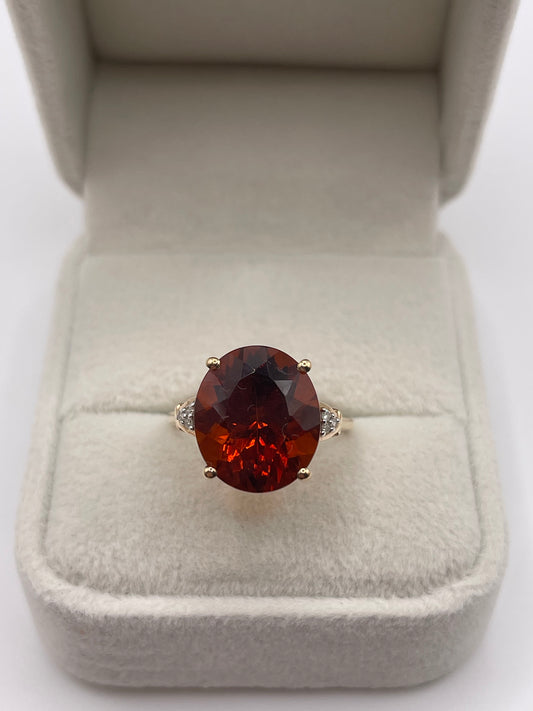 9ct gold citrine and diamond ring