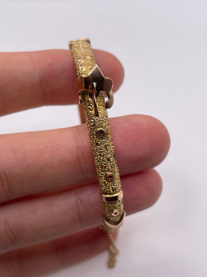 9ct rose gold buckle bangle