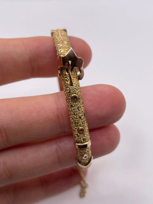 9ct rose gold buckle bangle
