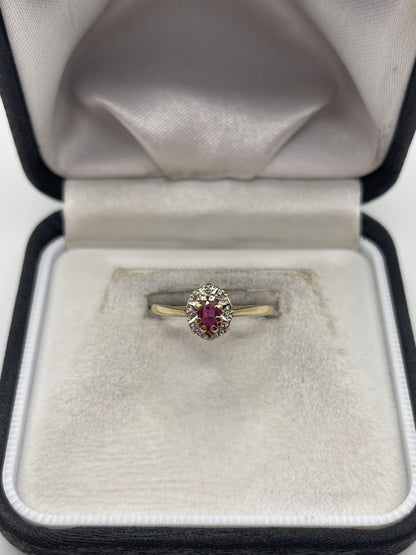 9ct gold ruby and diamond ring