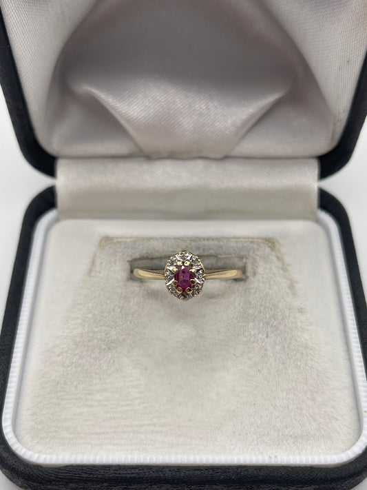 9ct gold ruby and diamond ring