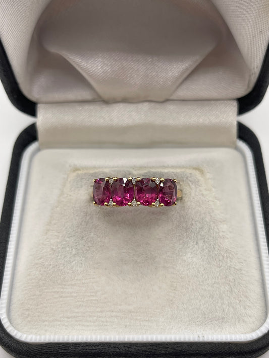 9ct gold tourmaline and diamond ring