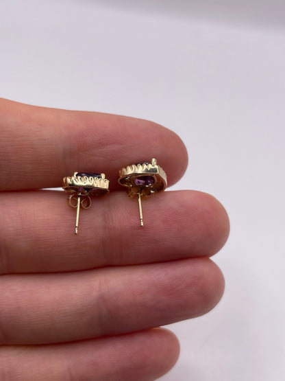 9ct gold amethyst and diamond earrings