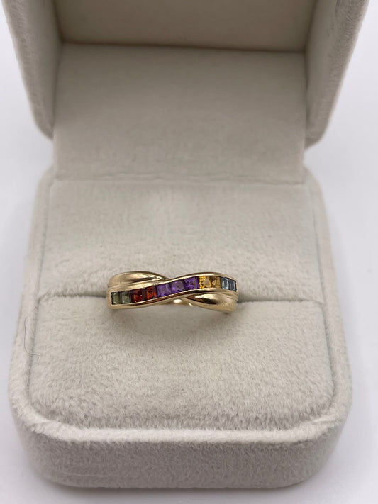 9ct gold multi gemstone ring