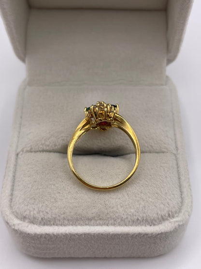 18ct gold ruby, sapphire, emerald and diamond ring