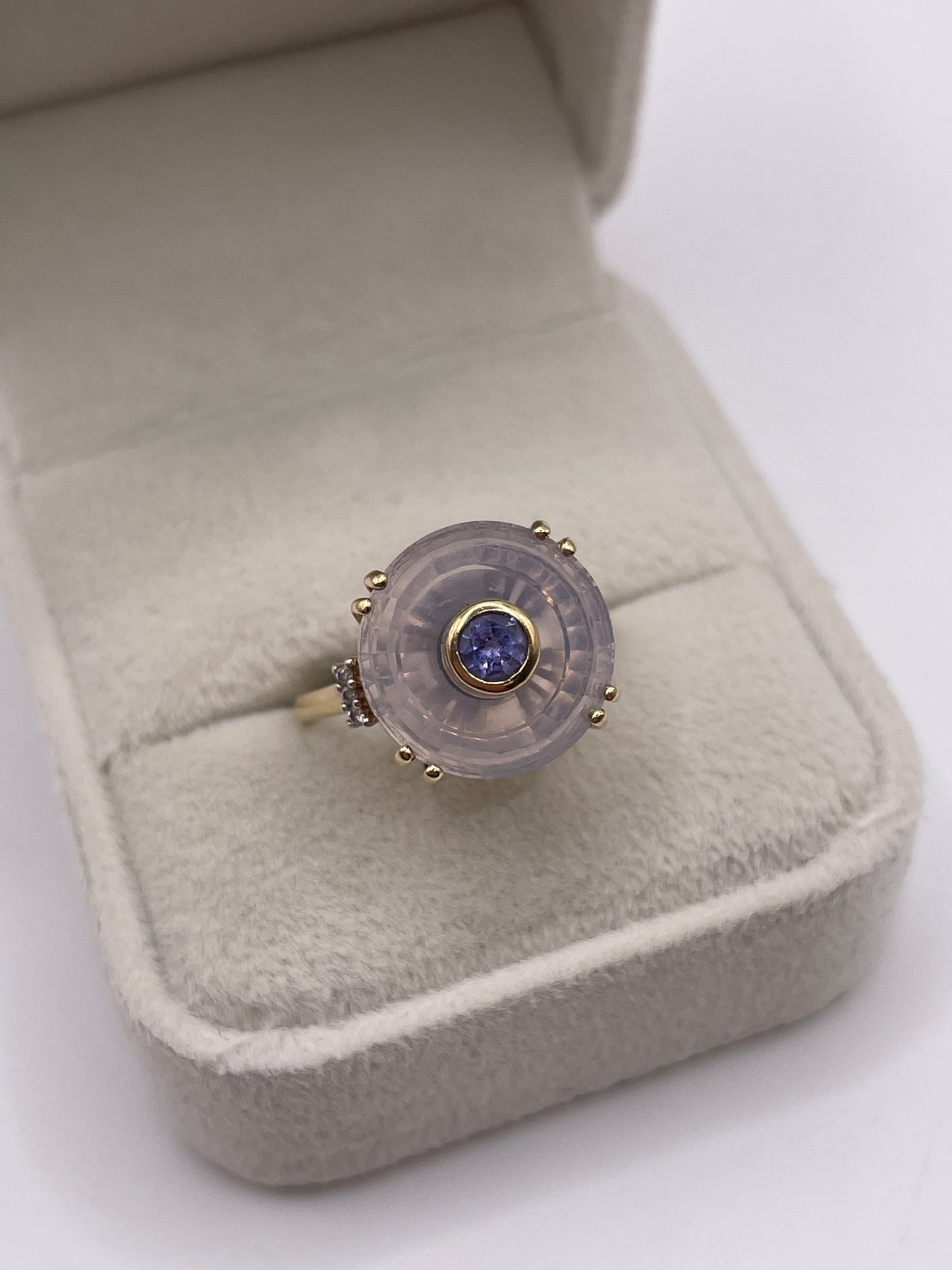 Glenn Lehrer 9ct gold quartz, tanzanite and diamond ring